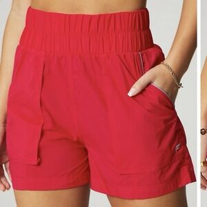 Fabletics Ultra High Waisted Piped Nylon Shorts Size XXL / 1X‎ Red Women's Plus